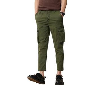 Pantalones Cargo informales transpirables e impermeables para hombre, elásticos, holgados, de algodón sostenible, con cierre de cordón tejido, pliegues múltiples - Product Image 1