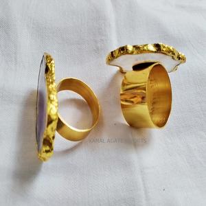 แหวนผ้าเช็ดปากหินอาเกตธรรมชาติชุบทองโบราณงานหัตถกรรมหินกึ่งมีค่าสำหรับตกแต่งบ้านขายส่งผลิตภัณฑ์คริสตัล - Product Image 5