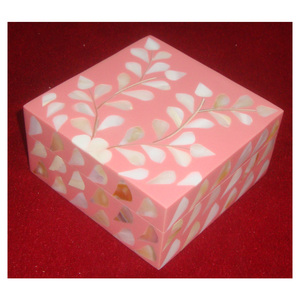 แฮนด์เมดสีชมพูและสีขาวที่สวยงามรวมกันแม่ของมุกกระดูกฝังกล่อง - Product Image 1