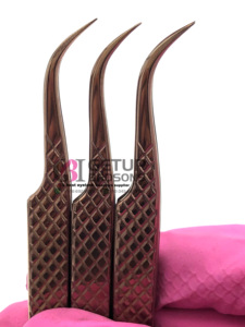 แหนบต่อขนตาแบบมีด้ามจับทรงโค้งพลาสม่าสีโรสโกลด์อุปกรณ์เสริมความงามทำจากสเตนเลสโลโก้ออกแบบได้ตามที่ต้องการ - Product Image 6