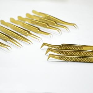 แหนบต่อขนตาสีทองพลาสม่าสแตนเลส,แหนบสำหรับต่อขนตาที่ผ่านการทดสอบด้วยมือแหนบหนีบขนตา - Product Image 4