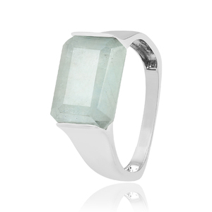Vente en gros Argent Sterling 925 Doublet Aigue-Marine Gemstone Bague en forme d'octogone Tendance Simplicité Design Style Classique pour les Fêtes - Product Image 2
