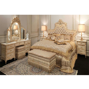 ควีนไซส์เฟอร์นิเจอร์ห้องนอนคลาสสิกหรูหราไม้แกะสลักห้องนอนหลักไม้เนื้อแข็งแกะสลักห้องนอนหลักชุดผลิตภัณฑ์ - Product Image 1