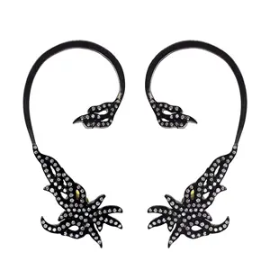 Q100 — boucles d'oreilles en argent Sterling 925 en motif Floral indien, pavé naturel, bijou pour les oreilles, vente en gros