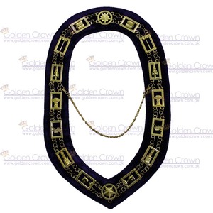Collares de Cadena de la Orden Masónica de la Estrella de Oriente con Corona Dorada |   Collares de Cadena OES Modelo GC-001802 |   Proveedor de Collares Masónicos - Product Image 6