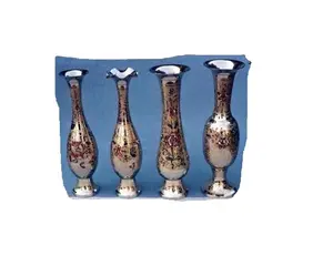 鋳造真鍮伝統的なインドの家の装飾で作られたニッケルゴールデン仕上げの花瓶