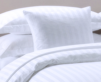 Parure de lit 100% coton turc rayé satiné, vente en gros, textile d'hôtel de luxe, blanc, 4 pièces, housse de couette, drap, taie d'oreiller