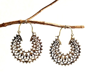 Indio pendiente joyas Boho pendiente de aro Mandala flor pendiente de latón - Product Image 3