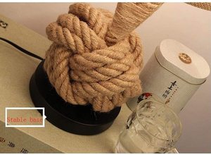 Creative Farmhouse Design LED Nightstand Table Lamp with Iron Frame and Hemp Rope Shade for Bedroom and Living Room - Product Image 5