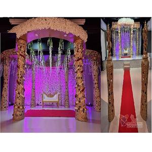 Golden Delizio Pillars boda Mandap decoración Religión Hindú boda Mandap decoración boda oro tallado Pilar Mandap Reino Unido - Product Image 1