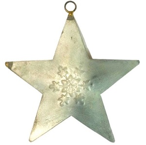 NEW GALVANIZED HIGH QUALITY CHRISTMAS <b>TREE</b> DECORATION METAL STAR GRAY 3 SNOWFLAKE DESIGN CHRISTMAS HANGING ORNAMENT - Product Image 1
