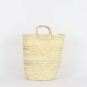 Trendy Bucket Straw <b>Handbag</b> with Straw Handles - Product Image 1