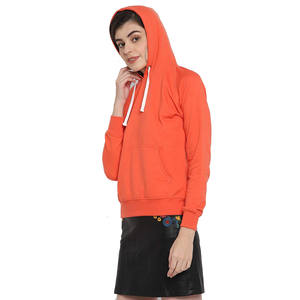 Sudadera con capucha para mujer, con bolsillos tipo canguro, color rojizo, manga larga, hecho de lana - Product Image 4