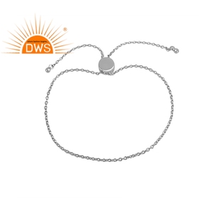 White Rhodium <b>Solid</b> 925 Sterling <b>Silver</b> Jewelry Wholesaler Statement <b>Bracelet</b> Jewelry Manufacturer - Product Image 1