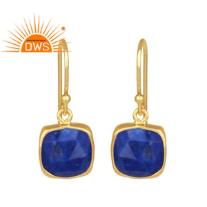 Naturel Bleu Lapis Gemme Dangle Boucle D'oreille 925 Sterling Plaqué Or Argent Crochet Boucles D'oreilles Bijoux Grossiste - Product Image 1