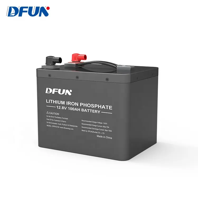 Batteria DFUN 12v 100ah lifepo4 con batteria al litio 12v a durata di 4000 cicli