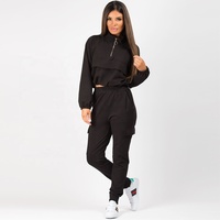 PIHA SPORTS Survêtement de course décontracté en polaire pour femme, en polyester/coton, personnalisable, comprenant un sweat à capuche et un pantalon de sport 2-en-1