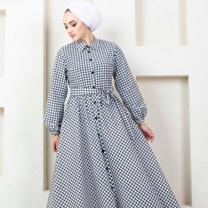 Robe à voile à motif vichy, vêtements islamiques, robes turques, mode modeste, abaya, tunique, hijab, robe modeste - Product Image 1