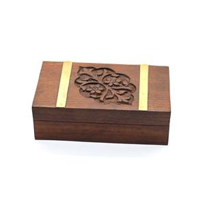 Caja de artesanía de madera, recuerdo hecho a mano, trabajo con incrustaciones, regalo de arte popular, joyeros tallados en madera antigua para almacenamiento - Product Image 2