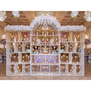 งานแต่งงานชั้นสไตล์เทียนฉากหลัง Lavish เทียนฉากหลังที่แผนกต้อนรับบริการเวทีเทียนโรแมนติกผนังฉากหลังสำหรับงานแต่งงาน - Product Image 1