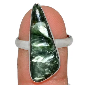 Real Seraphinite Stone Ring Silver Metal 925 Sterling Handcrafted Jewelry Rings Wholesale Supplier India