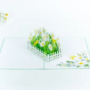 越南小贩白色雏菊花弹出式卡片美丽花园贺卡工艺品