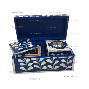 Brûleur Bakhoor fait à la main en nacre et bois avec Sweet Box Brûleur Mabkhar d'encens de qualité de luxe en Inde - Product Image 2