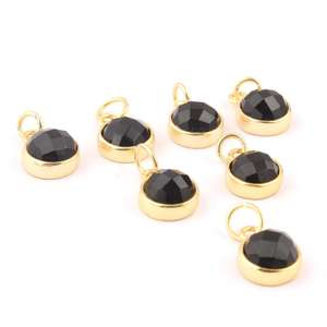 Colgantes Diy chapados en oro con forma redonda de ónix negro Natural, abalorios de ónix de 8mm, colgantes de ónix negro facetados redondos - Product Image 2