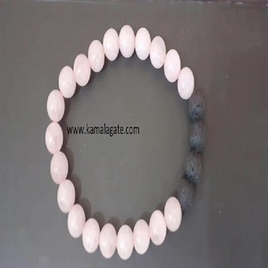 Pierre précieuse 8mm Quartz Rose Naturel Agate Lave Perles Bracelet Élastique Motif Coeur Pierre précieuse Cristal - Product Image 1