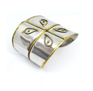 2024 Sale Unique <b>Silver</b> <b>Cuff</b> for Christmas Polished Light Weight Brass Jewelry colorful brass Wide <b>Cuff</b> Bangle <b>Bracelet</b> Jewelry - Product Image 2