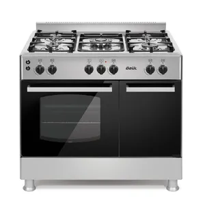 90cm Elitline calidad 304 Inox Mesa 5 Gas (medio WOK) quemadores de hierro fundido las redes de la botella de Gas compartimento libre de pie horno