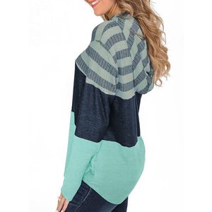 Sudadera con capucha de empalme de bloque de Color para mujer, jersey de manga larga holgado informal, Tops con capucha - Product Image 6