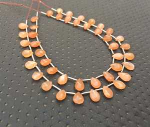 Cuentas de piedra Natural de melocotón en forma de pera, 21 piezas, piedra lunar Natural, faceteadas, fabricación de piedras, joyería para pulsera, collar - Product Image 6