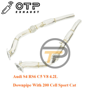 Tuyau d'échappement OTP pour Au.di <span class=keywords><strong>S4</strong></span> RS6 C5 <span class=keywords><strong>V8</strong></span> 4.2L Downpipe avec catalyseur sport 200 cellules, tuyau d'échappement haute performance - Product Image 6