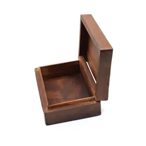 صندوق خشبي مخصص للذاكرة صندوق تذكارات من خشب الخيزران الصلب مجوهرات من الحرف اليدوية الهندية