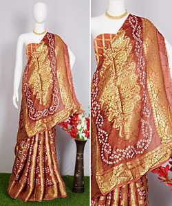 Palu Bandhani en soie colorée, nouvelle Collection de prix de gros, accessoire d'art sans cage avec sarairas tissés Zari - Product Image 5