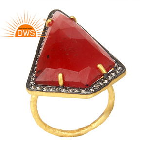 Pretty Looking Sterling <b>925</b> <b>Silver</b> Cocktail <b>Ring</b> For Gift 22k Gold Plated Jewelry Supplier Classic Collection - Product Image 1