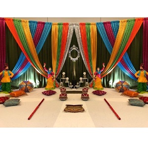 Personnalisé Mariage Scène Toile De Fond Rideaux De Scène De Mariage Indien Punjabi Toile De Fond Rideaux Croisé Drapé Toile De Fond - Product Image 1