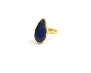 Meilleure vente bague Boho faite à la main pierre précieuse naturelle doublet pierre de naissance réglable avec finition dorée pierre à facettes coupée - Product Image 3