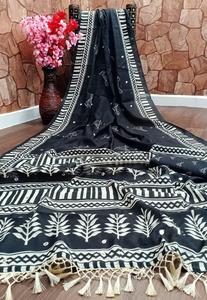 Sarees Seda Ropa de fiesta India Último diseñador Ropa de mujer Sari con blusa Japón Satén Crape Seda Telas suaves Impresión digital Sari Apparelgarment - Product Image 5