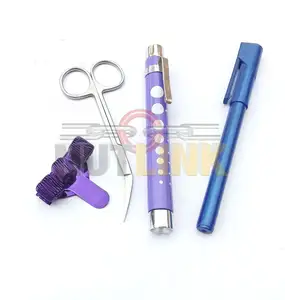 Triple Hole Metal Pen Holder With Pocket Clip - Doctors, Nurse, Uniform with Bandage Scissors and Pupol Light Office Pen Holder