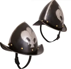 Morion Helm Spanyol Abad Pertengahan, Pelindung Kepala Morion 18 Ukuran Baja Koleksi Hitam Dipoles