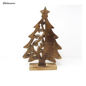 Haute qualité décoration de noël 2024 cheval à bascule ornements en bois à la main bois artisanat Statue décorations de noël inde - Product Image 3