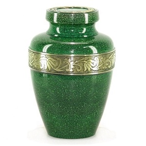 Urne de crémation en métal de style américain/européen Urne funéraire en laiton/aluminium pour adultes Stockage des cendres funéraires Stockage commémoratif vert - Product Image 1