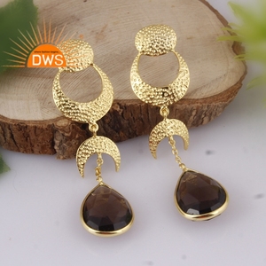 925 Sterling <b>silver</b> natural Smoky quartz gemstone <b>dangle</b> <b>earring</b> for women jewelry manufacturer - Product Image 5