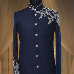NEW---STYLISH INDO-WESTERN--SHERWANI avec Pantalon AVEC BELLE Broderie ZARDOZI pour la Partie et DE MARIAGE Robe @ 2021 - Product Image 1