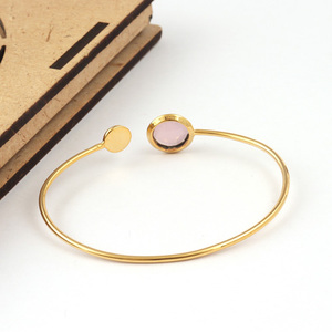 2021 Custom-Made Briolette Shaped Pink Chalcedony Bracelet <b>Gold</b>/Silver <b>Plated</b> New Fashion Adjustable <b>Bangles</b> - Product Image 5