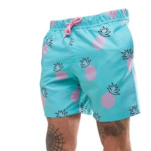 Short de bain solide pour hommes bleu séchage rapide écologique respirant cordon de serrage taille vêtements de plage d'été short décontracté drôle - Product Image 1