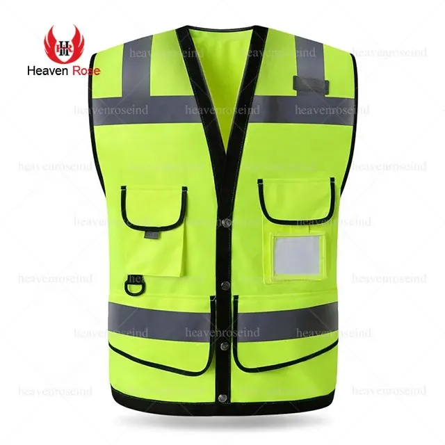 Colete de segurança Outdoor Night Riding Running Hi-Vis Segurança Vest Reflective Vest com 4 bolsos Reflective Running Vest