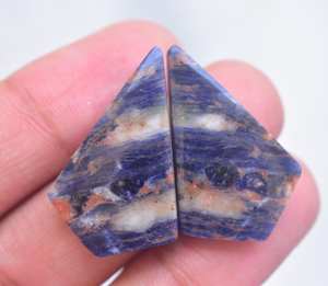 Paire de cabochons de Sodalite Orange naturelle, paire de pierres précieuses pour boucles d'oreilles, vente en gros, Sodolite, - Product Image 2